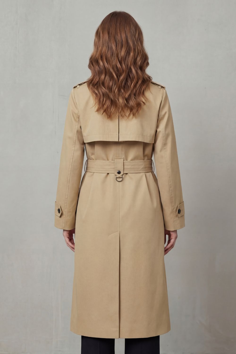 Damen Trenchcoat Zweireihig Klassisch Knielang mit Gürtel - Image 3