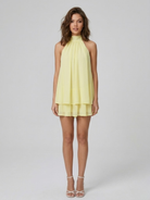 Damen Minikleid Neckholder Rückenfrei Stufenrüschen - Image 8