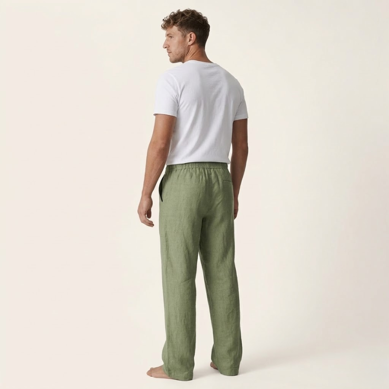 Men's Linen Cotton Drawstring Pants Loose Fit Summer - Image 3