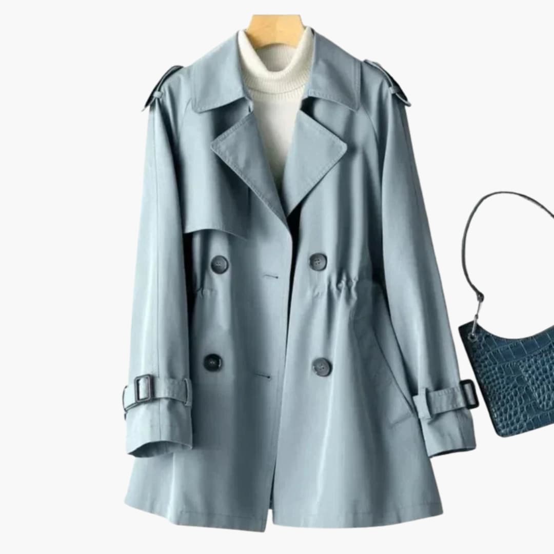 Damen Doppelreihiger Trenchcoat Klassisch mit Gürtel