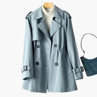 Damen Doppelreihiger Trenchcoat Klassisch mit Gürtel