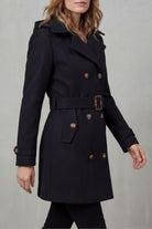 Damen Trenchcoat mit Kapuze tailliert Gürtel doppelreihig - Image 3