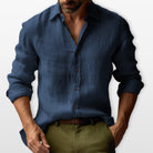 Herren Leinen Button-Down Hemd Lässig - Image 3