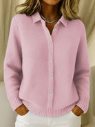 Damen Oversize Waffelstrick Cardigan mit Blusenkragen - Image 3