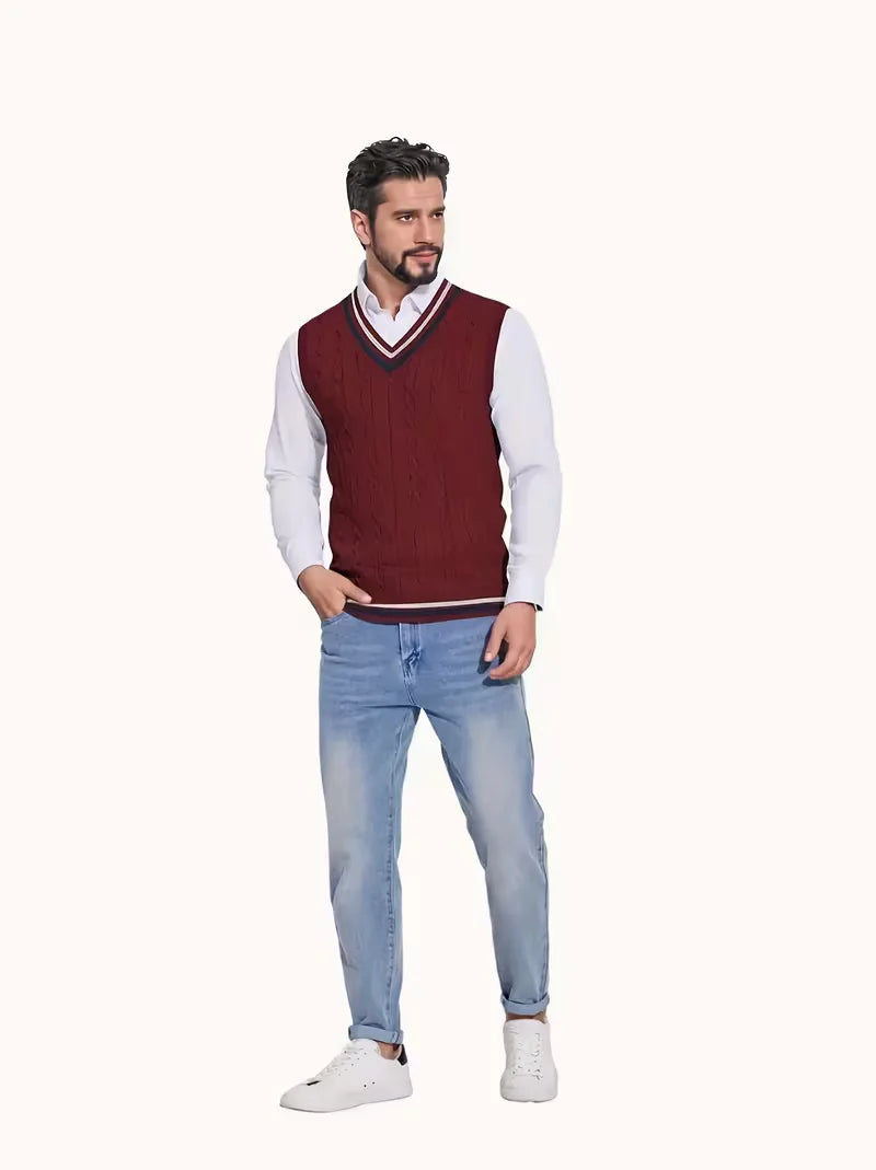 Herren Strick V-Ausschnitt Weste - Image 22
