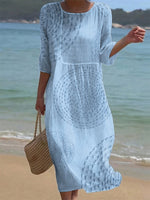 Pavellea - Vestido midi de algodón y lino con textura