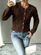 Damen Kabelstrick Strickjacke Knöpfe - Image 23