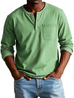 Napier - Camisola Henley masculina casual de mangas compridas