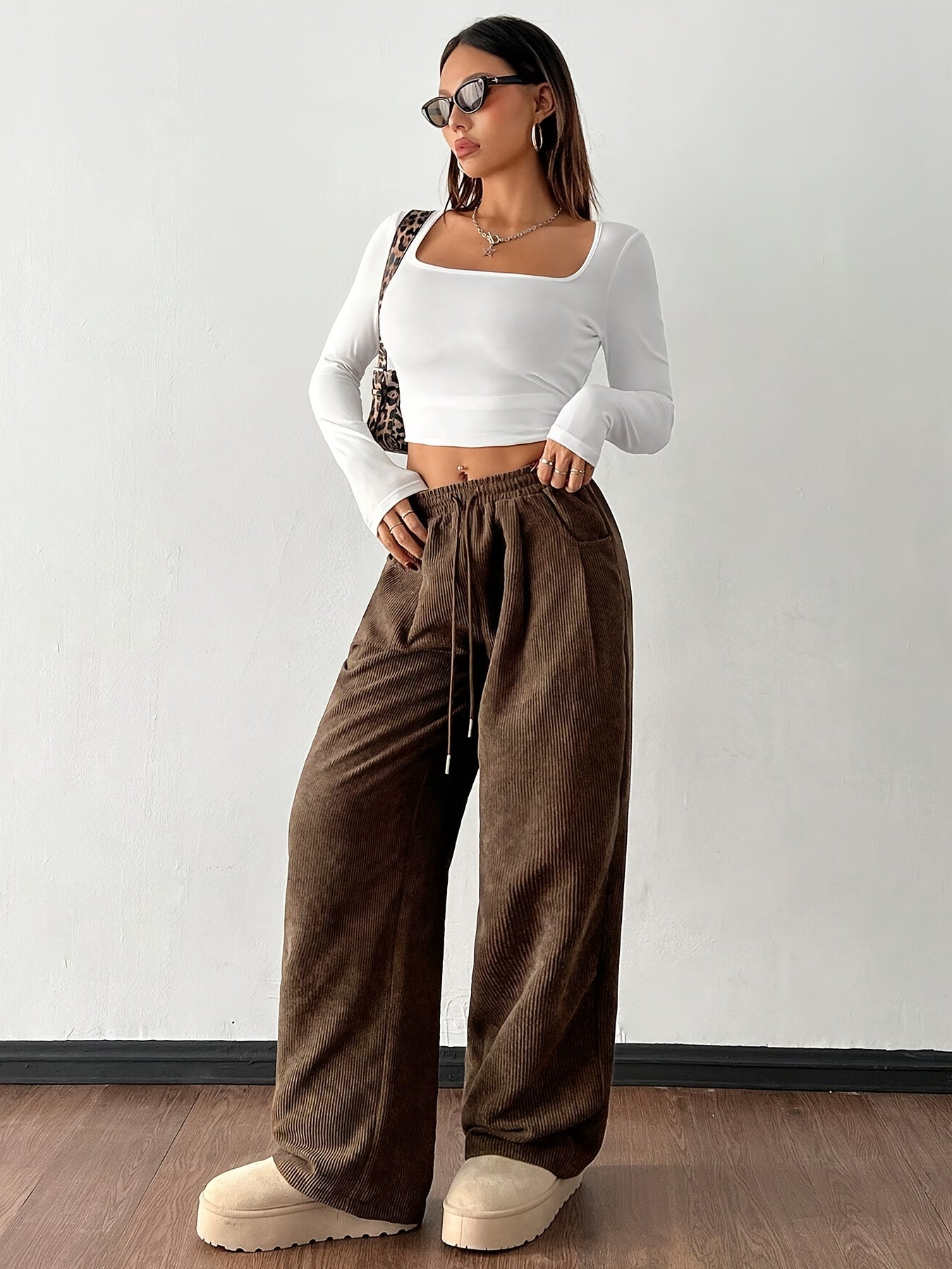 Damen Gerippte Weite Hose Relaxed Fit - Image 4