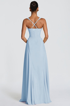 Damen Maxikleid Herz-Ausschnitt Crêpe Georgette festlich - Image 3