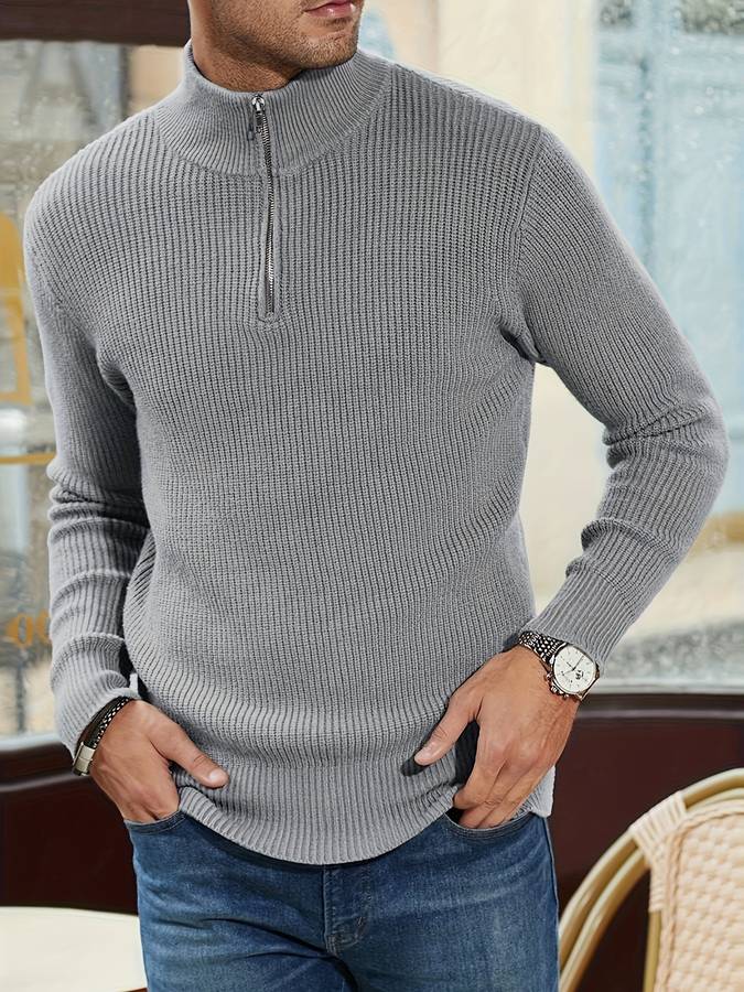 Herren Troyer Rippstrick Pullover mit Reißverschluss - Image 3