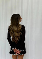 Figurbetontes Minikleid Langarm Kontrastbesatz Damen - Image 2