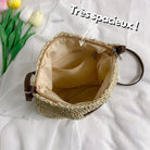Damen Stroh Schultertasche Vegane Lederriemen Umhängetasche - Image 4