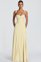 Damen Maxikleid Herz-Ausschnitt Crêpe Georgette festlich - Image 7