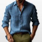 Herren Leinen Button-Down Hemd Lässig - Image 4