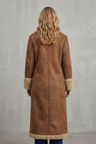 Damen Langer Wintermantel Shearling Wildlederoptik - Image 4