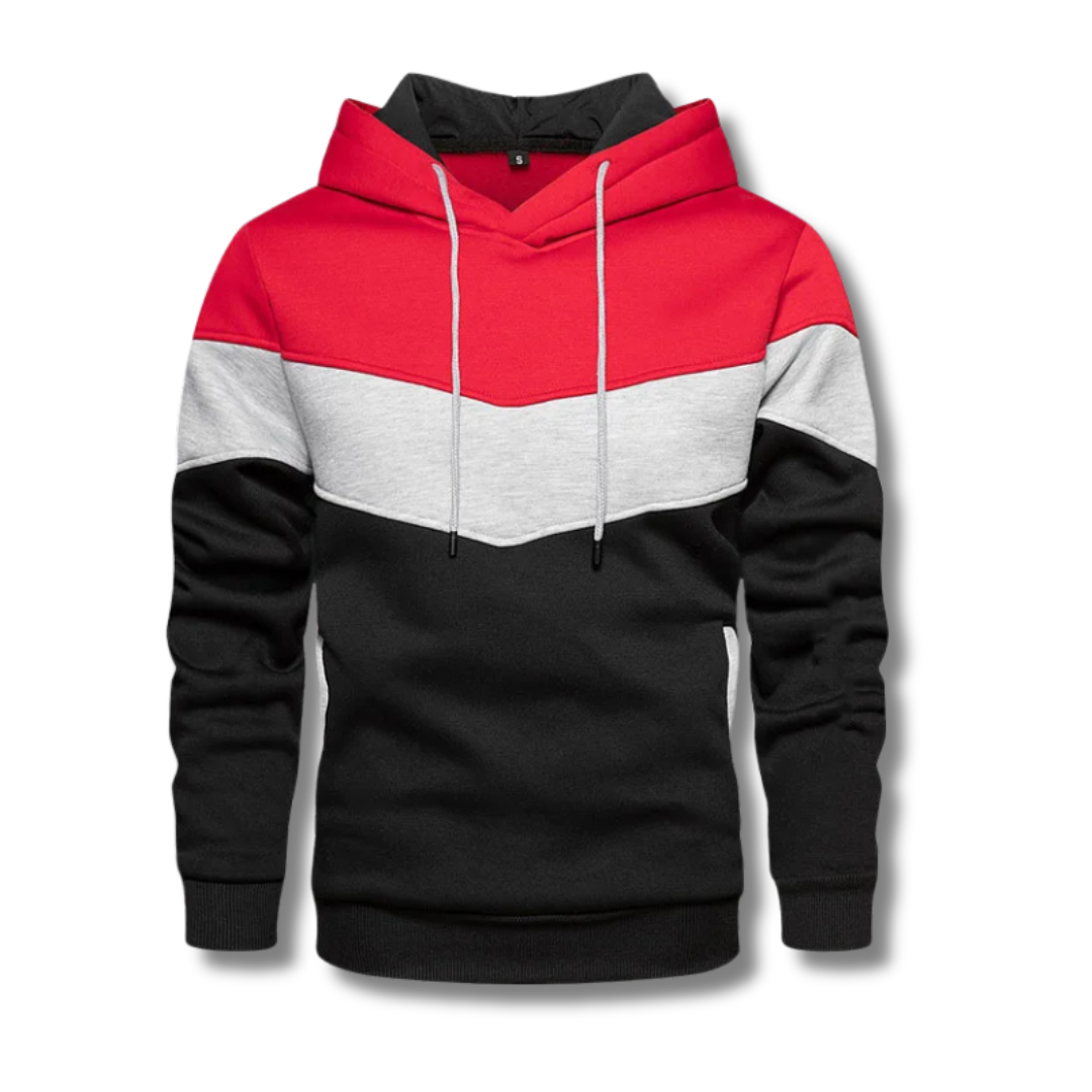 Herren Patchwork Fleece Hoodie Kapuzenpullover - Image 3