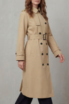Damen Trenchcoat Zweireihig Klassisch Knielang mit Gürtel - Image 4