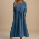 Damen Sommer Midikleid Relaxed Fit mit Taschen - Image 2