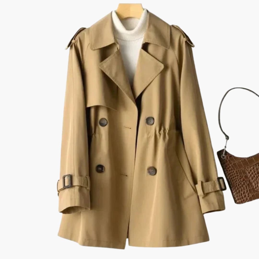Damen Doppelreihiger Trenchcoat Klassisch mit Gürtel - Image 3
