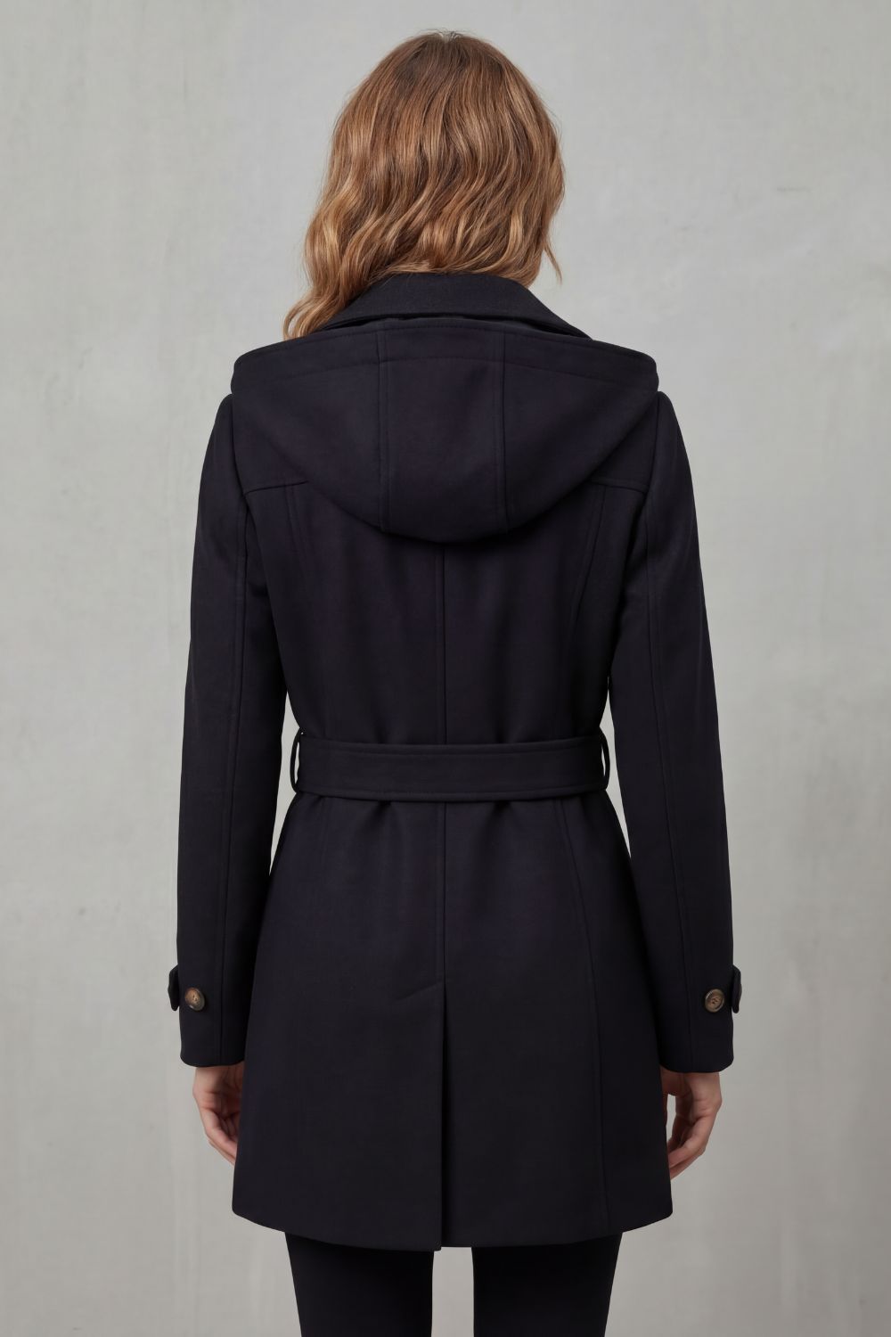 Damen Trenchcoat mit Kapuze tailliert Gürtel doppelreihig - Image 4