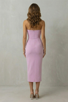 Damen Elegantes Drapiertes Ärmelloses Midikleid Figurbetonend - Image 4