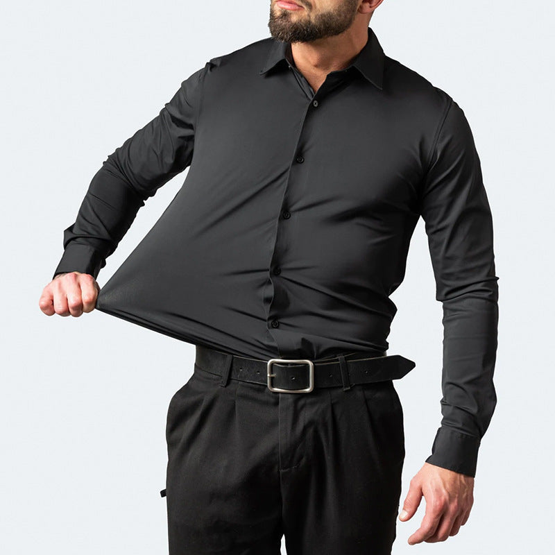 Herren Bügelfreies Stretch Hemd Knitterfrei