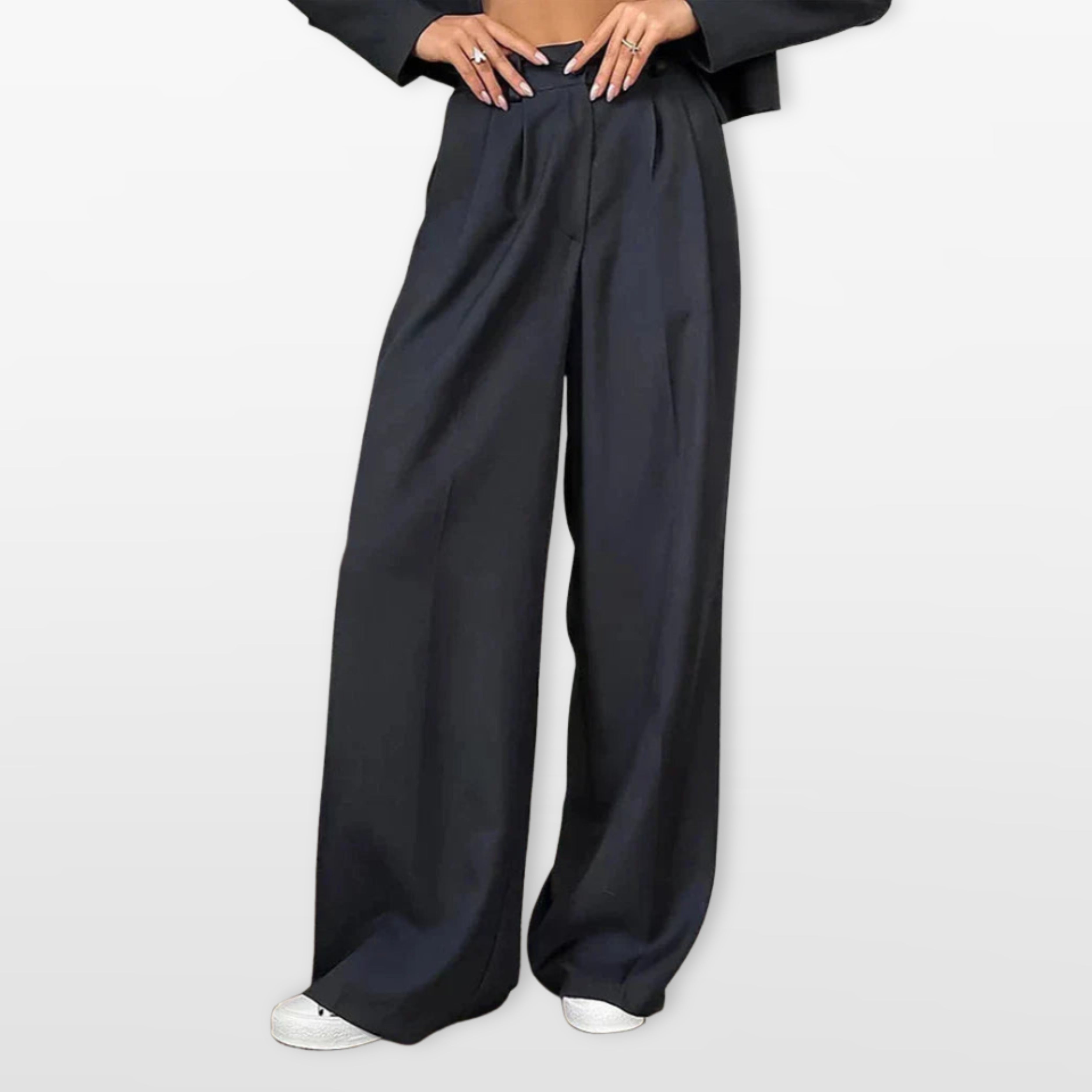 Damen Hosenanzug Weite Hose Kurzer Blazer Zweiteiler - Image 4
