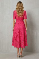 Damen Spitzen Midikleid Hochgeschlossen - Image 4