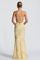 Damen Maxikleid figurbetont Blumenstickerei Spaghettiträger - Image 3
