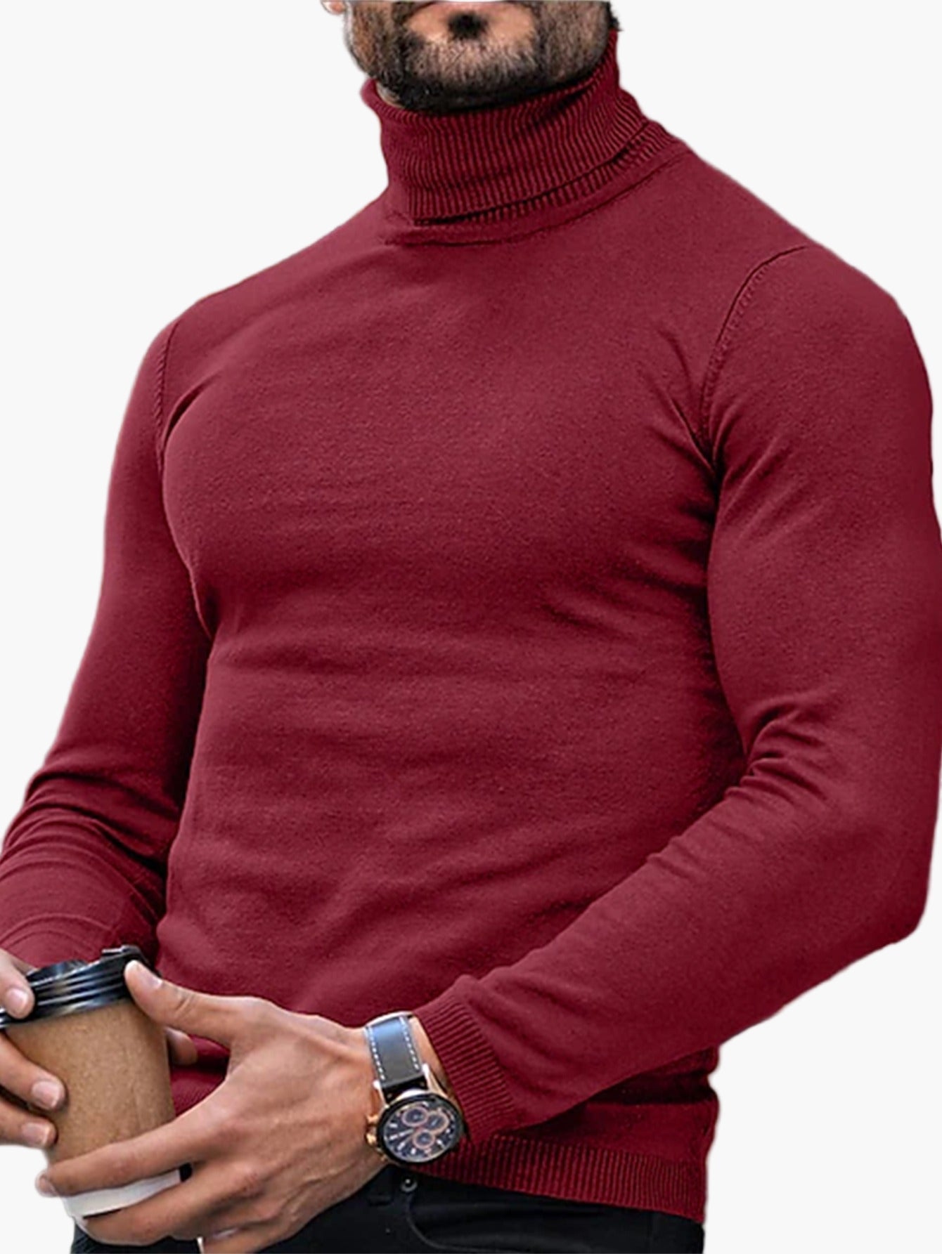 Herren Rollkragenpullover Feinstrick Slim Fit elegant - Image 2