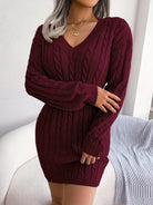 Damen Cable-Knit Strickkleid Tailliert - Image 3
