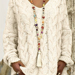 Women's cable-knit sweater with a V-neck