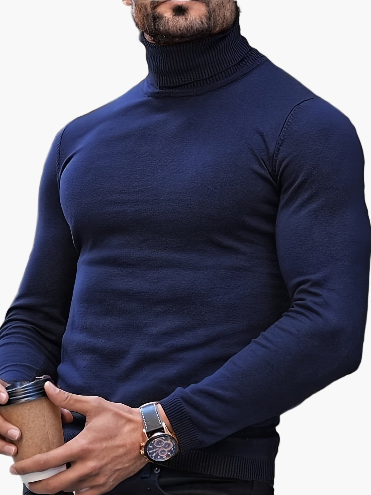 Herren Rollkragenpullover Feinstrick Slim Fit elegant - Image 5