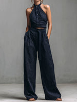 Mirell- Retro Navy Pinstripe Damen Zweiteiler