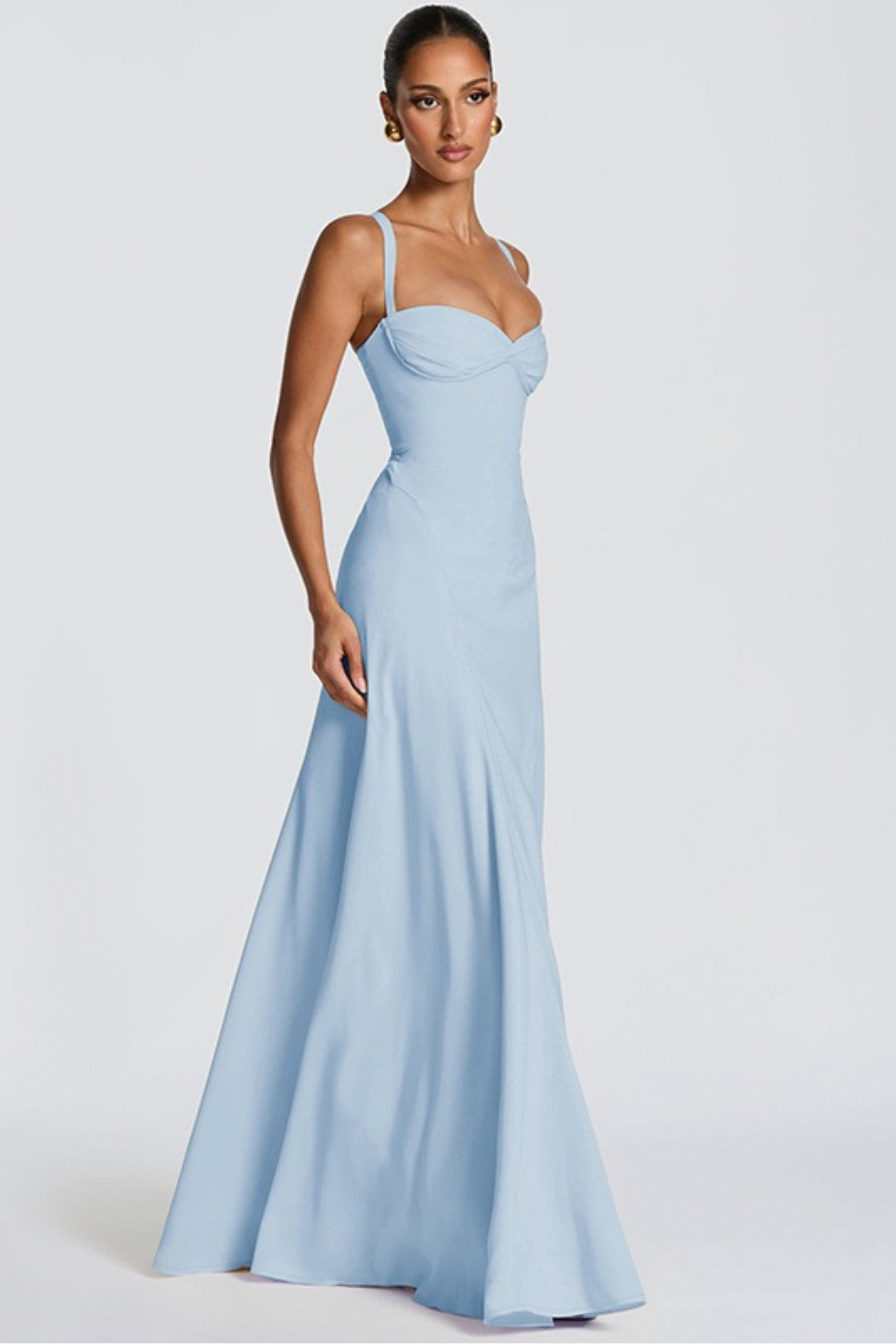 Damen Maxikleid Herz-Ausschnitt Crêpe Georgette festlich - Image 2