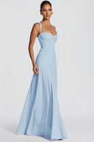 Damen Maxikleid Herz-Ausschnitt Crêpe Georgette festlich - Image 2