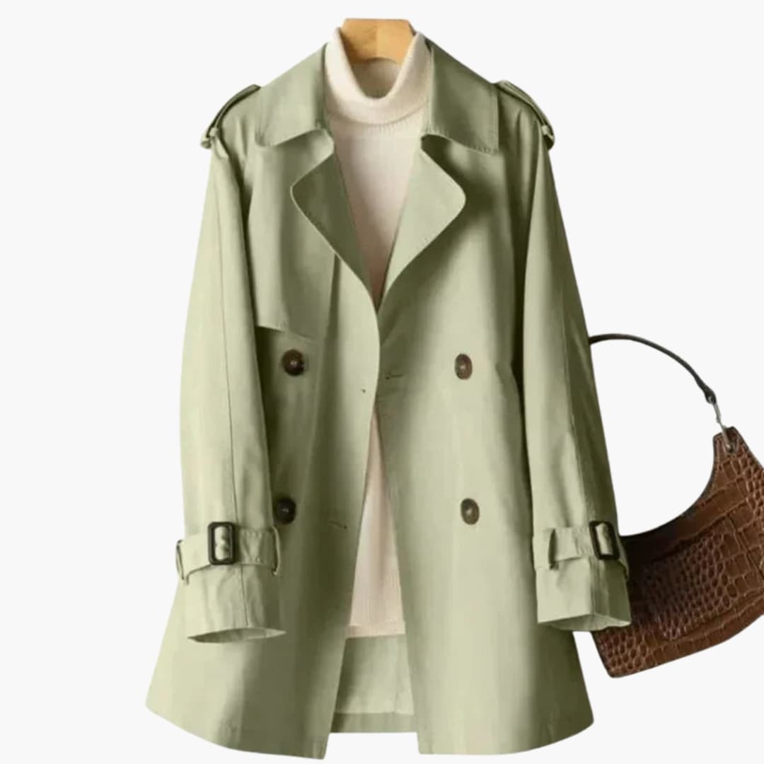 Damen Doppelreihiger Trenchcoat Klassisch mit Gürtel - Image 2