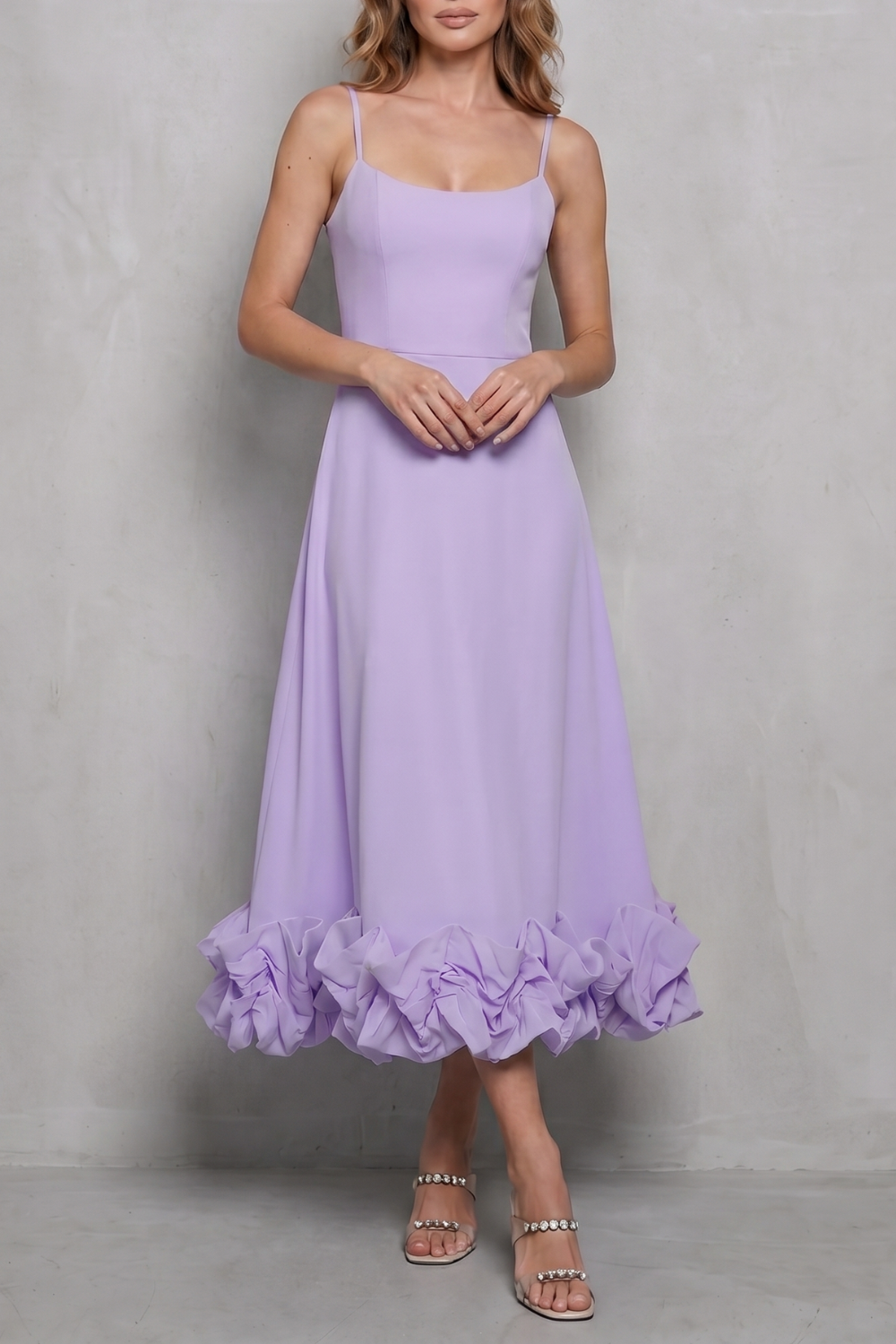 Damen ärmelloses Rüschen Midi-Kleid elegant - Image 7