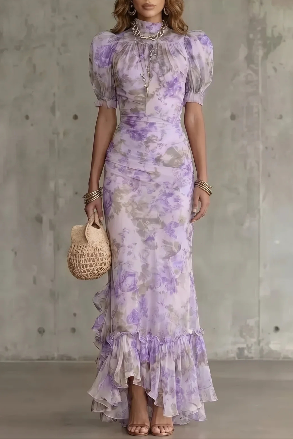 Damen Maxikleid Floral Vintage Romantisch Hochzeitsgast - Image 5