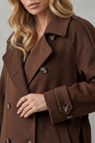 Damen Oversized Trenchcoat Lang Braun - Image 5