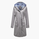 Damen Trenchcoat Kapuze Reißverschluss - Image 5