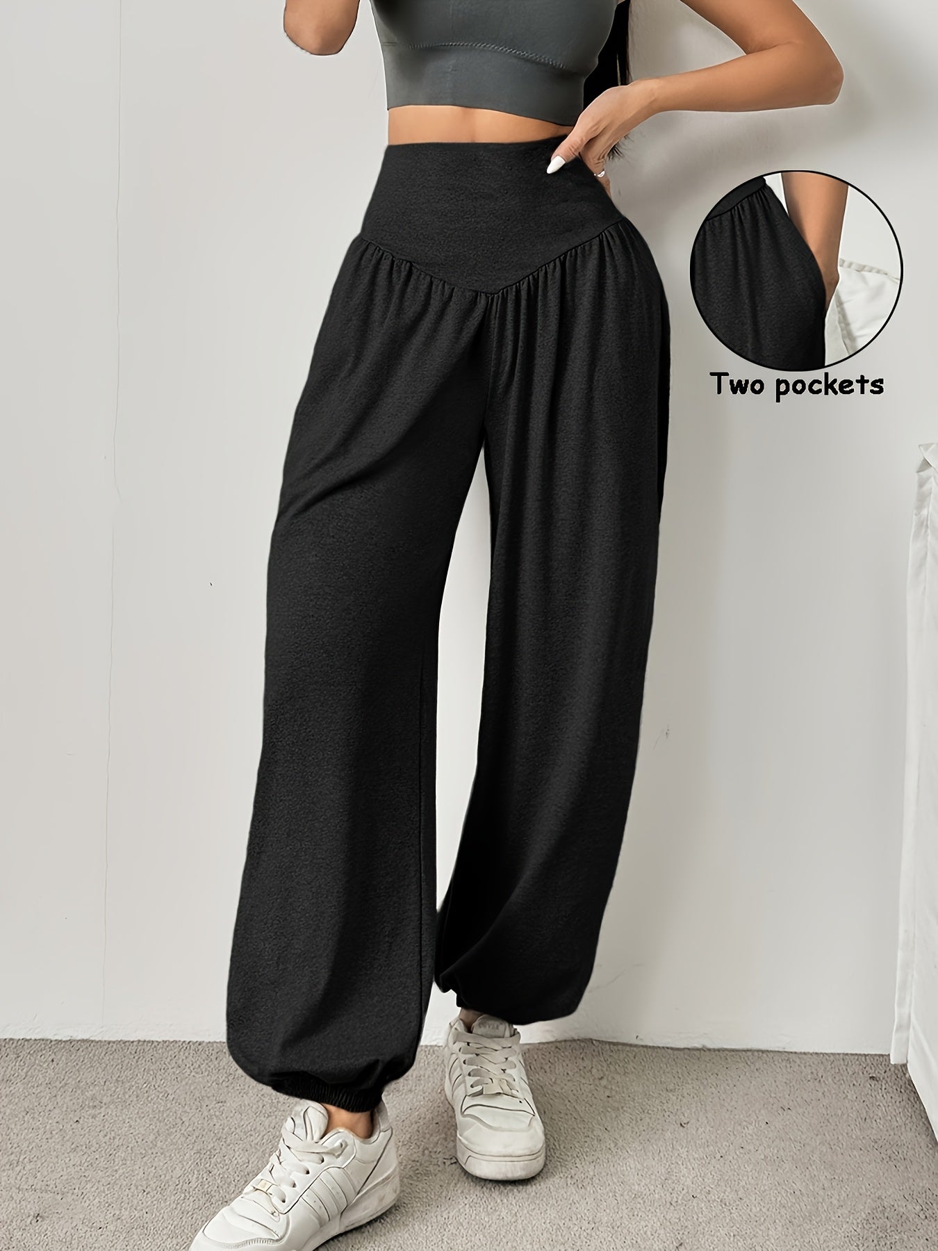 Damen High Waist Weite Hose Lockere Passform - Image 9