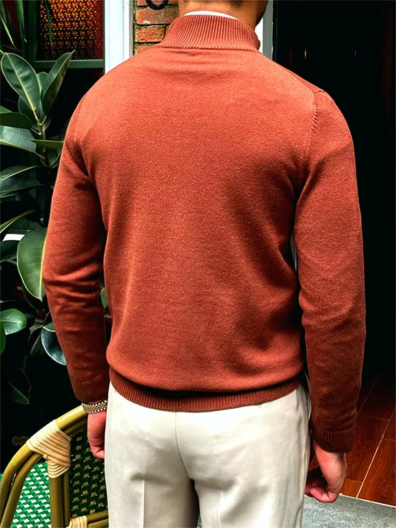 Herren Strickpullover Troyer Reißverschluss Stehkragen - Image 19