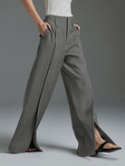Damen Marlenehose High Waist Weite Stoffhose - Image 5