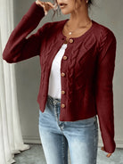 Damen Kabelstrick Strickjacke Knöpfe - Image 9