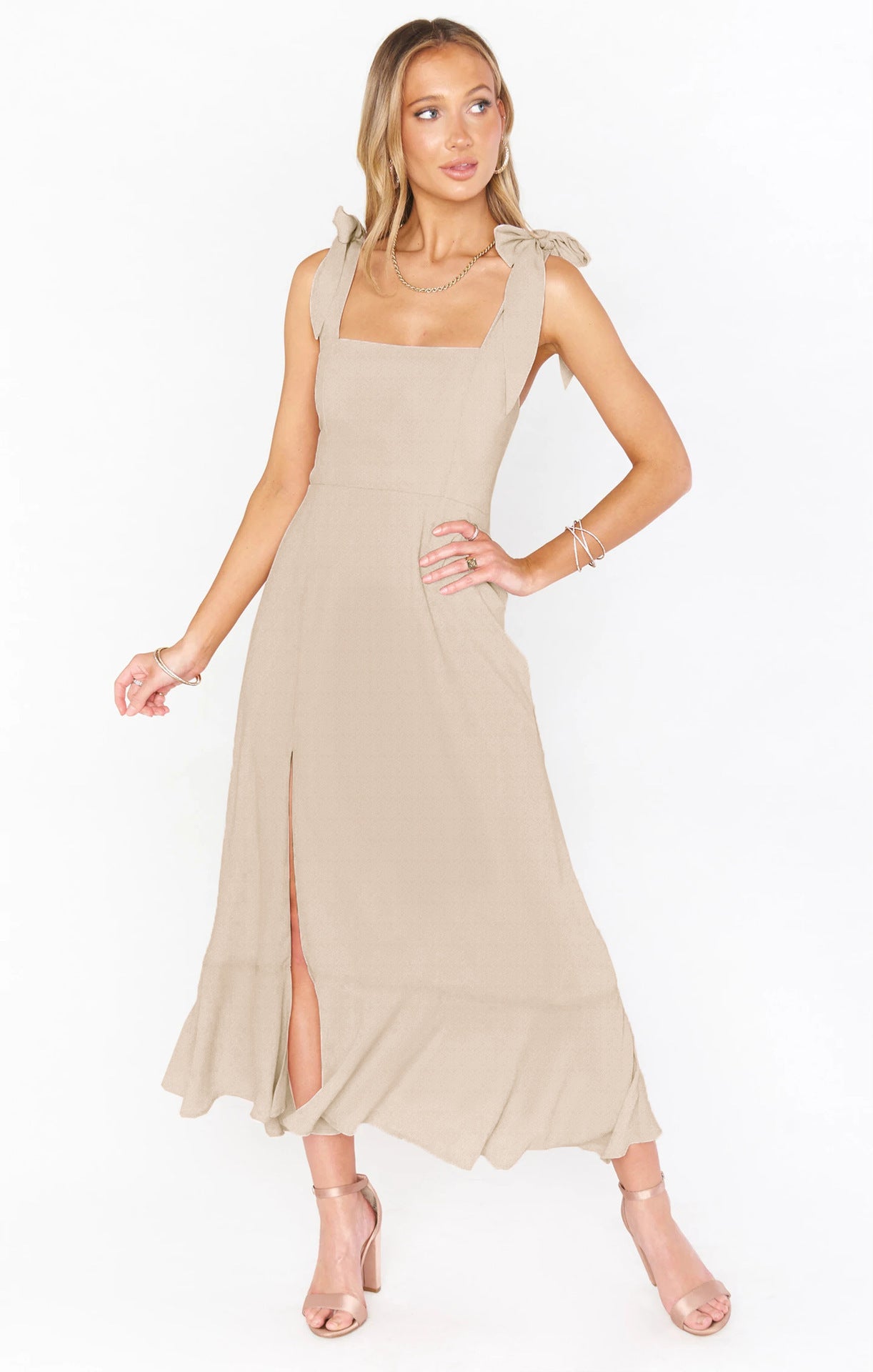 Damen Trägerloses Kleid mit Schnürung - Image 6
