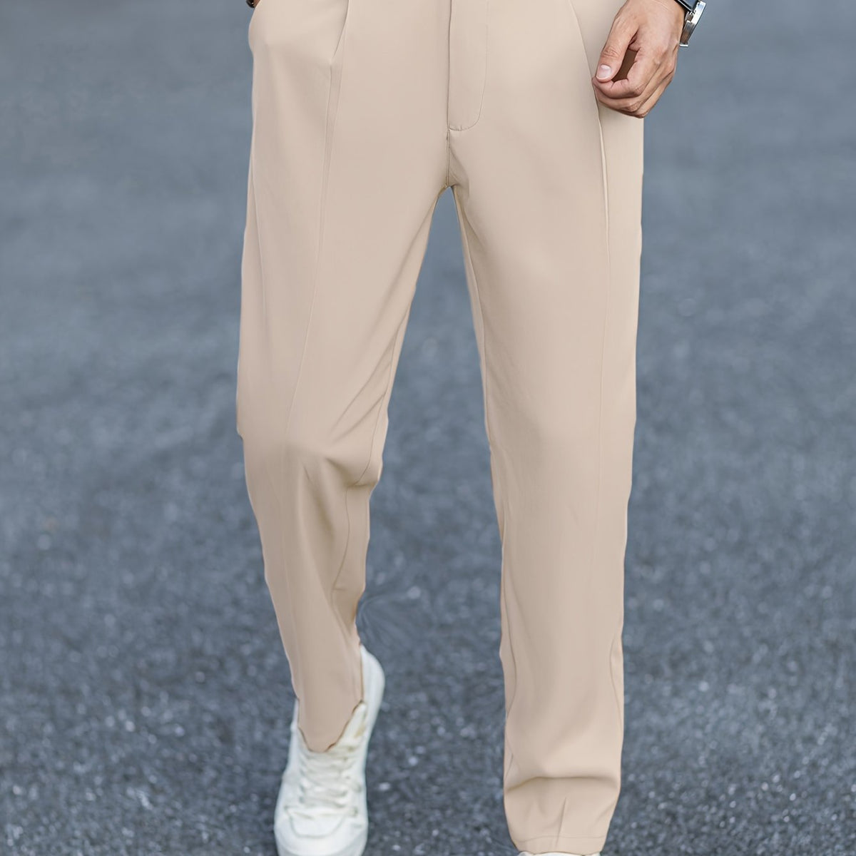 Damen Weite Elegante Stoffhose Entspannt Tailliert