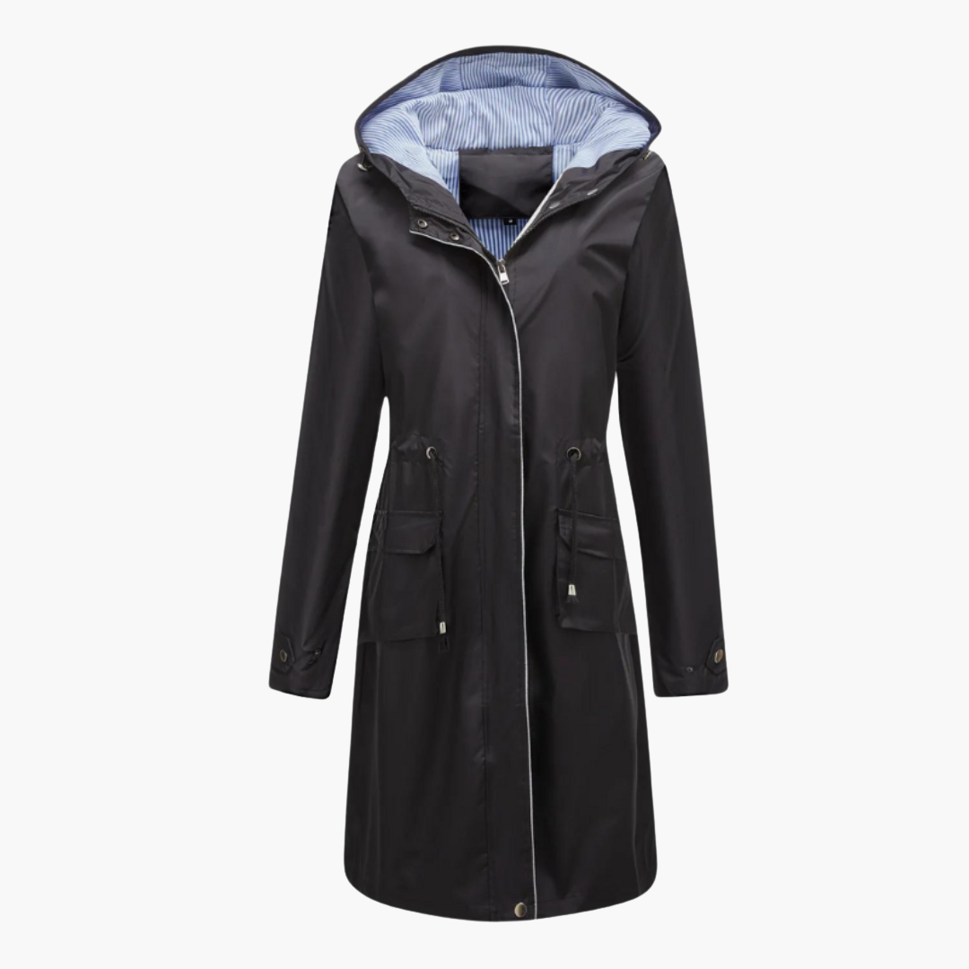 Damen Trenchcoat Kapuze Reißverschluss - Image 6