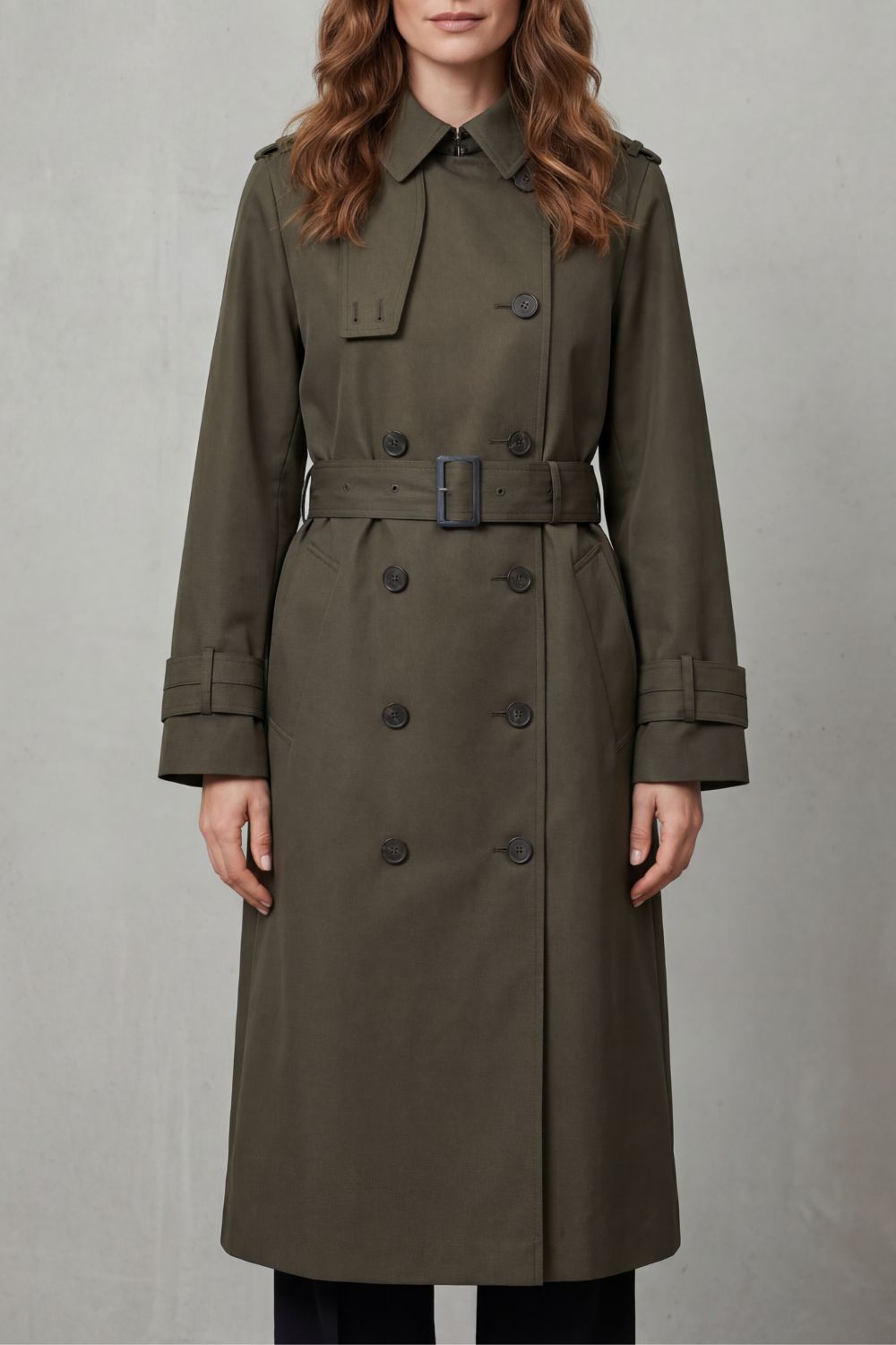 Damen Trenchcoat Zweireihig Klassisch Knielang mit Gürtel - Image 6